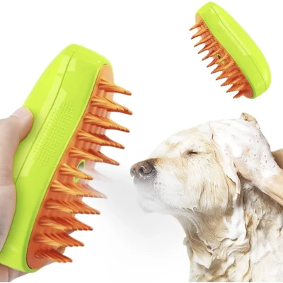 Perie animale cu abur si peri din silicon 3in1 pentru curatare masaj si blana stralucitoare