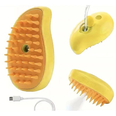 Perie animale cu abur si peri din silicon 3in1 pentru curatare masaj si blana stralucitoare