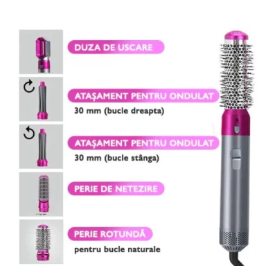 UB Perie de Par 5 in 1 Multifunctionala Hot Air Styler Multiple Accesorii incluse