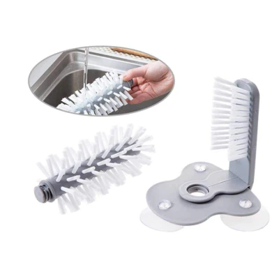 Perie dubla pentru spalare pahare si recipiente, interior/exterior cu 3 ventuze