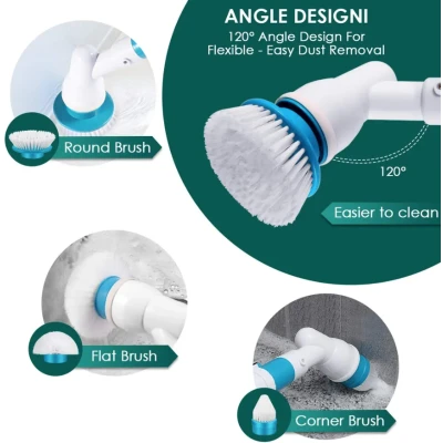 Perie Electrica Rotativa Tip Mop Pentru Curatat Hurricane Spin Scrubber Cu Trei Capete