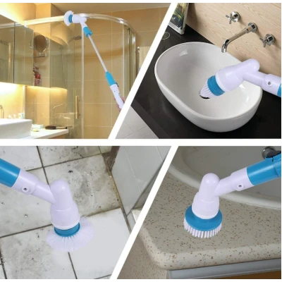 Perie Electrica Rotativa Tip Mop Pentru Curatat Hurricane Spin Scrubber Cu Trei Capete
