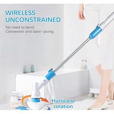 Perie Electrica Rotativa Tip Mop Pentru Curatat Hurricane Spin Scrubber Cu Trei Capete