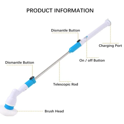Perie Electrica Rotativa Tip Mop Pentru Curatat Hurricane Spin Scrubber Cu Trei Capete
