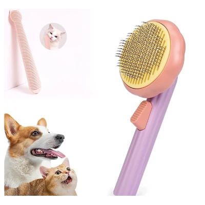 Perie pentru parul animalelor de companie cu buton pentru o curatare usoara