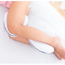 Perna din spuma cu memorie pentru picioare Leg Pillow Alb/Albastru BA