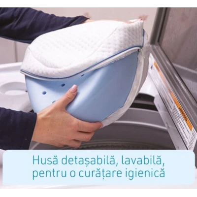 Perna din spuma cu memorie pentru picioare Leg Pillow Alb/Albastru BA