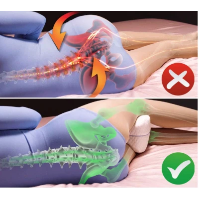 Perna din spuma cu memorie pentru picioare Leg Pillow Alb/Albastru BA
