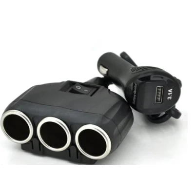 Priza auto 12V si 24V Olesson 1634 cu 4 intrari 120W negru