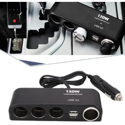 Priza auto 1525 Olesson 12V/24V cu 6 intrari 120W negru