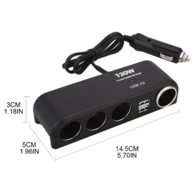 Priza auto No. 1525 cu 4 porturi de iesire si 2 USB
