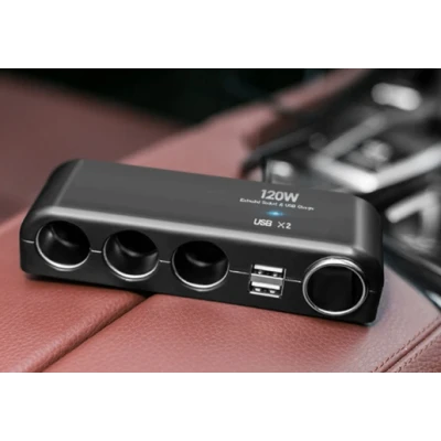 Priza auto No. 1525 cu 4 porturi de iesire si 2 USB