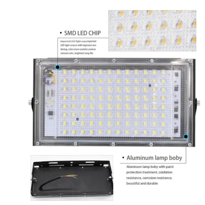 UB Proiector 100W 220V 96 led cu lupa Dreptunghiular