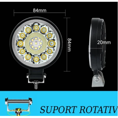Proiector auto LED Q ZD562 putere 8W 12/24V impermeabil 360 grade ROTUND