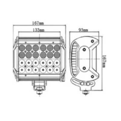 Proiector LED rectangular 24LED 167 mm - 72W
