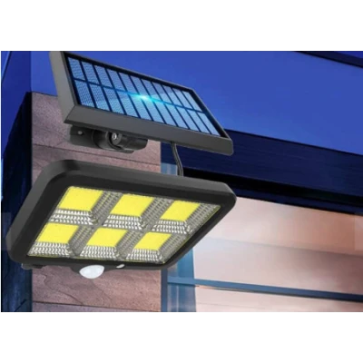 Proiector solar 128 LED 6 COB cu senzor și telecomandă