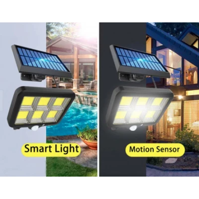 Proiector solar 128 LED 6 COB cu senzor și telecomandă