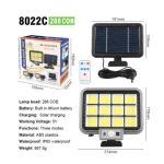 Proiector solar 288LED, 50W, senzor de miscare, HS-8022 telecomanda, 3 moduri de iluminare