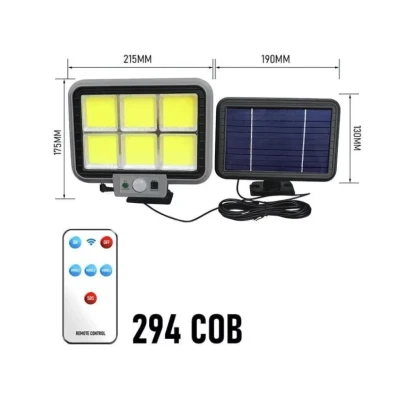 Proiector solar 294LED 50W senzor de miscare HS 8022 telecomanda 3 moduri de iluminare 6 casete