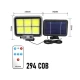 Proiector solar 294LED 50W senzor de miscare HS 8022 telecomanda 3 moduri de iluminare 6 casete