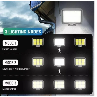 Proiector solar 294LED 50W senzor de miscare HS 8022 telecomanda 3 moduri de iluminare 6 casete