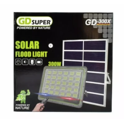 Proiector solar LED impermeabil 300W cu panou si telecomanda GD 300X