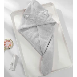 Prosop de baie pentru copii tip Turban din microfriba pentru uscarea parului model pisicuta