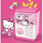 Pusculita pentru copii cu functie ATM cod pin si seif Roz/Alb Hello Kitty