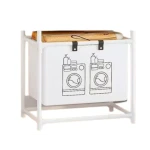 Raft/Cos Depozitare Haine Murdare pentru Baie 1 Cos Cadru de Otel Inoxidabil
