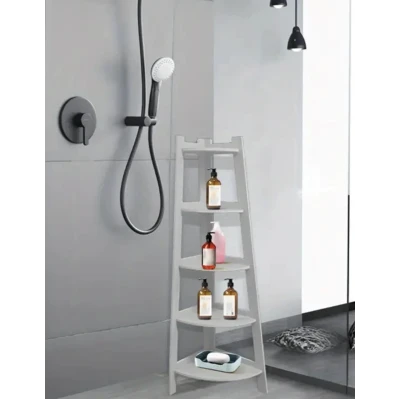 UB Raft de Colt din PVC cu 5 etajere pentru camera baie sau bucatarie 106x30x30cm Alb