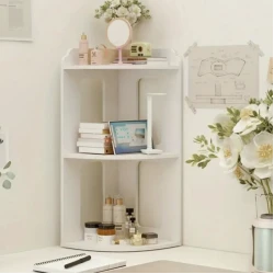 Raft de Colt pentru Birou 2 Etajere Compact 60x24x24cm Alb