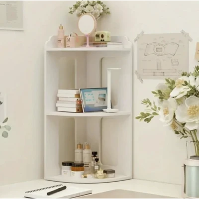 Raft de Colt pentru Birou 2 Etajere Compact 60x24x24cm Alb
