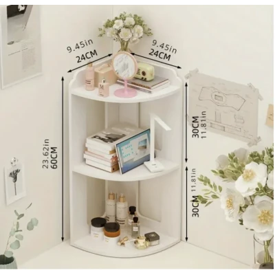 Raft de Colt pentru Birou 2 Etajere Compact 60x24x24cm Alb