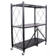 Raft depozitare metalic pliabil pe roti 3 polite 71,5 x 39 x 89 cm