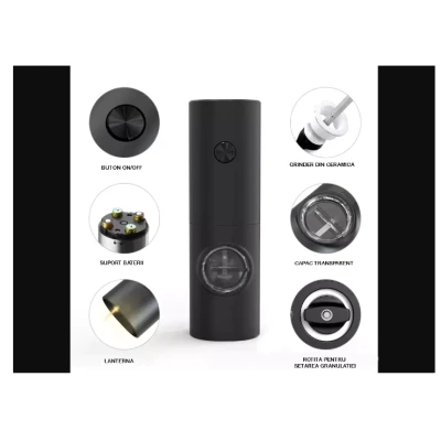 Rasnita Electrica Sare/Piper Condimente Negru Indicator LED