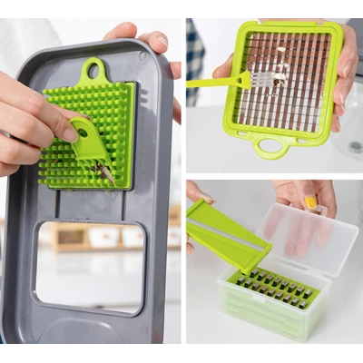 Razatoare multifunctionala pentru fructe si legume 22 piese lame din otel inoxidabil gri / verde