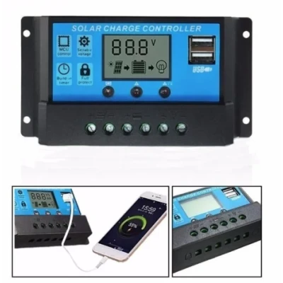 Regulator-controler solar PWM 10A 12V/24V 2 X USB si LCD XL
