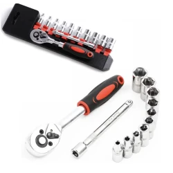 RIB chei tubulare 12 piese 1/4 cu cheie clichet otel crom vanadiu 4-13 mm