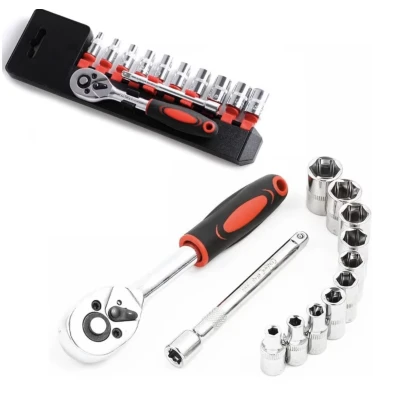 RIB chei tubulare 12 piese 1/4 cu cheie clichet otel crom vanadiu 4-13 mm
