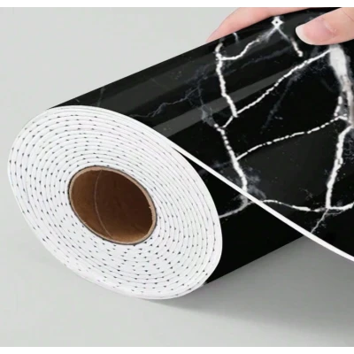 Rola Tapet 3D Autoadeziv model imitatie marmura 3D NEAGRA 40x300 cm grosime 2.5 cm