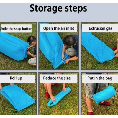 Saltea gonflabila tip sezlong Lazybag material rezistent umflare fara pompa pentru plaja/picnic/camping rucsac de depozitare