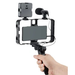 Selfie Stick pentru telefonul mobil AY 49X lumina complementara LED trepied microfon