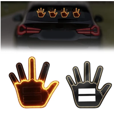 Semn LED auto cu telecomanda design mana 4 moduri efect vizual stralucitor