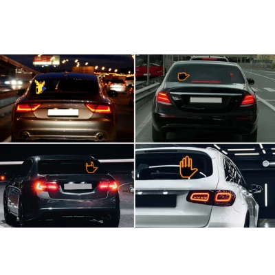 Semn LED auto cu telecomanda design mana 4 moduri efect vizual stralucitor