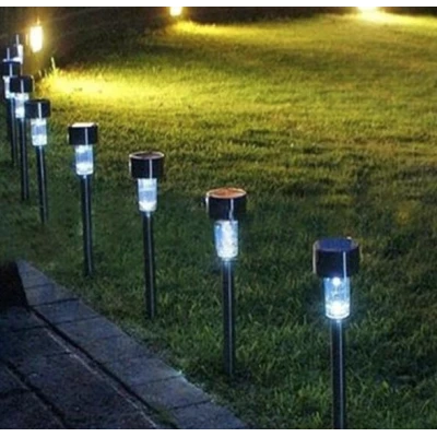 Set 10 lampi solare pentru gradina dimensiune 30 cm cu lumina alba