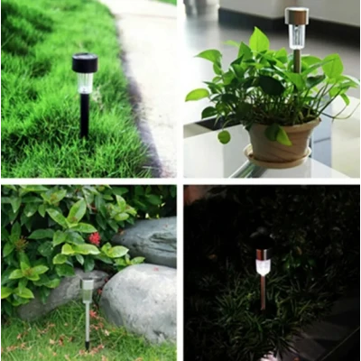 Set 10 lampi solare pentru gradina dimensiune 30 cm cu lumina alba
