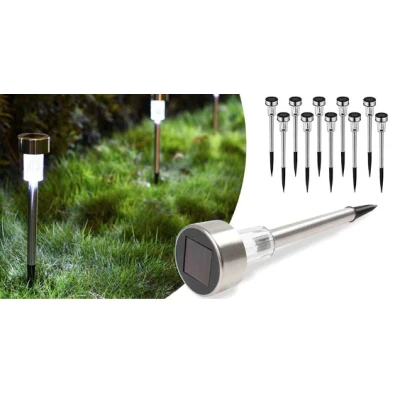 Set 10 lampi solare pentru gradina dimensiune 30 cm cu lumina alba