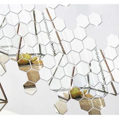Set 10 Oglinzi Design Hexagon - Oglinzi Decorative Acrilice Cristal - Diamant - Fagure 10 bucati/set