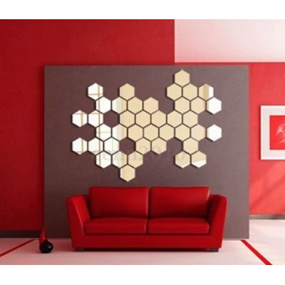 Set 10 Oglinzi Design Hexagon - Oglinzi Decorative Acrilice Cristal - Diamant - Fagure 10 bucati/set