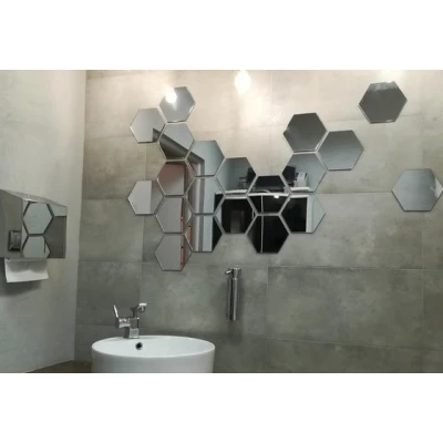 Set 10 Oglinzi Design Hexagon - Oglinzi Decorative Acrilice Cristal - Diamant - Fagure 10 bucati/set